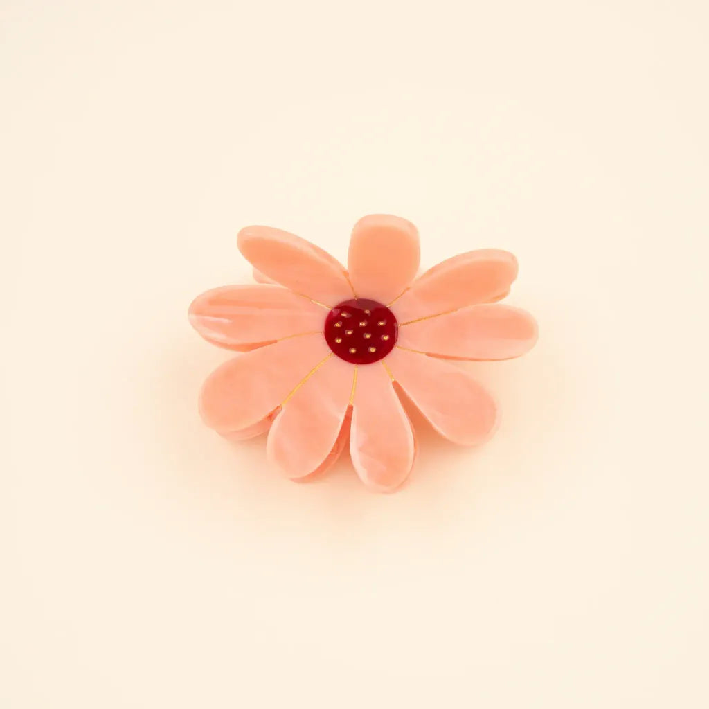 Pink Flower Hair Claw Big