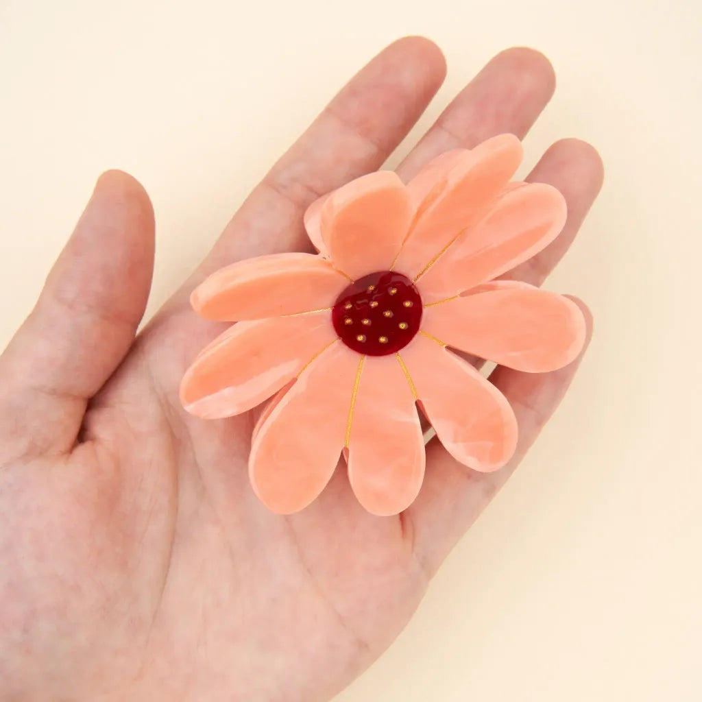 Pink Flower Hair Claw Big