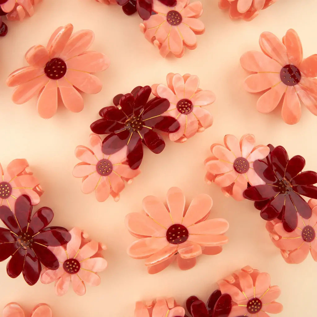 Pink Flower Hair Claw Big
