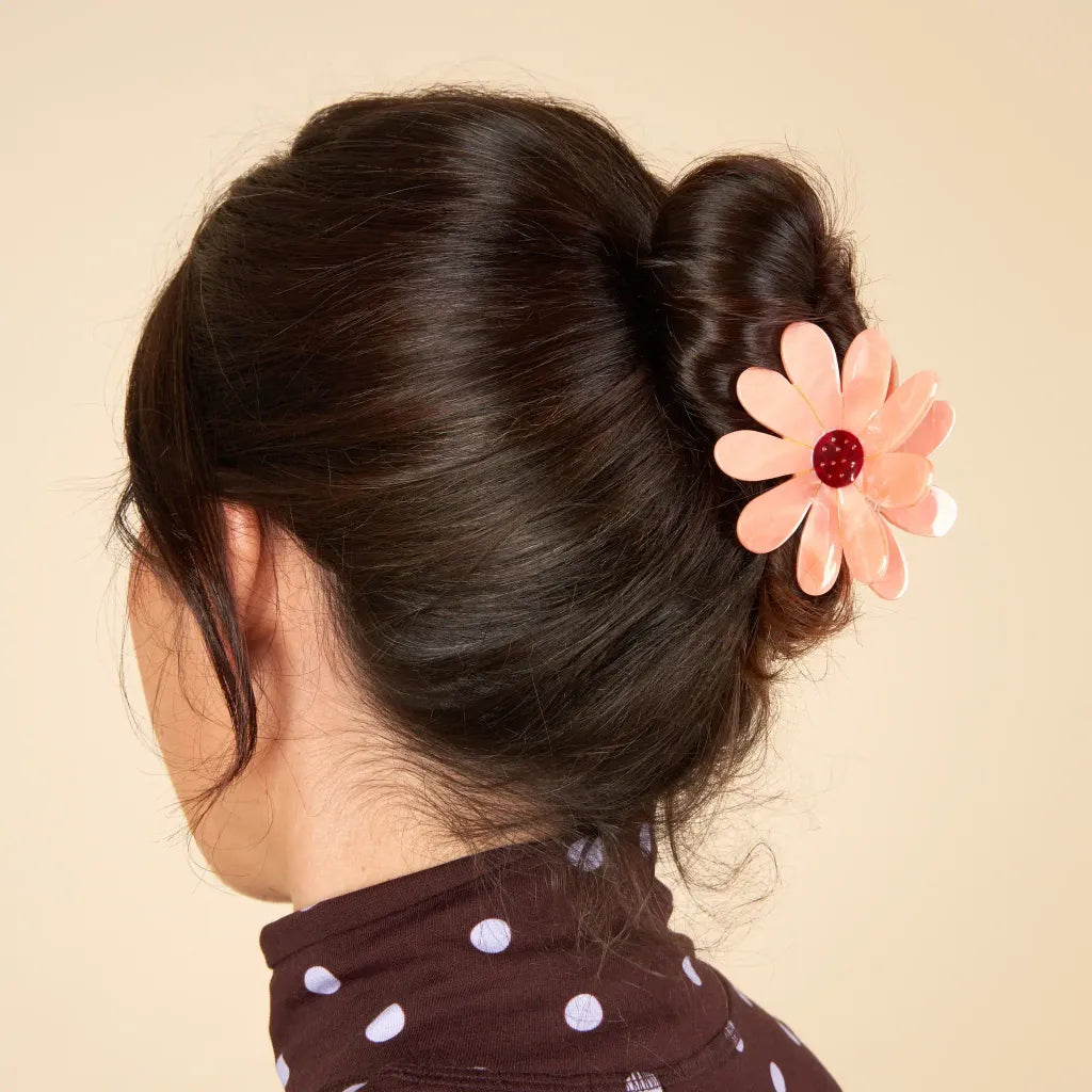 Pink Flower Hair Claw Big