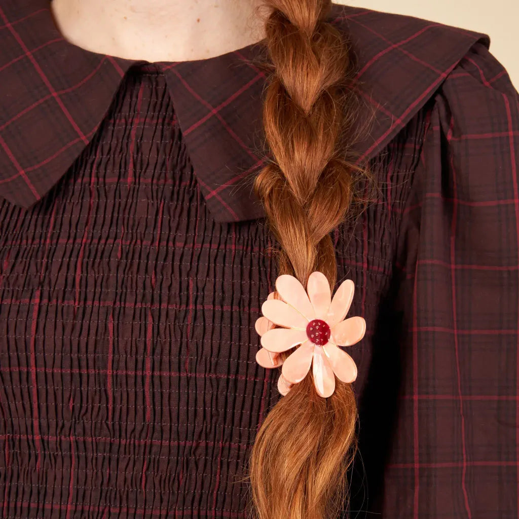 Pink Flower Hair Claw Big