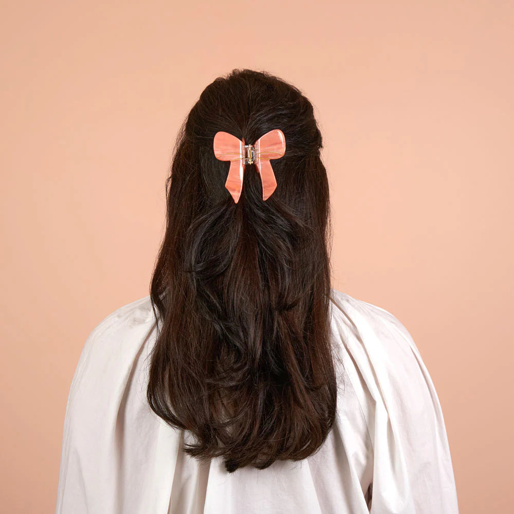 Pink Rose Bow Hair Claw