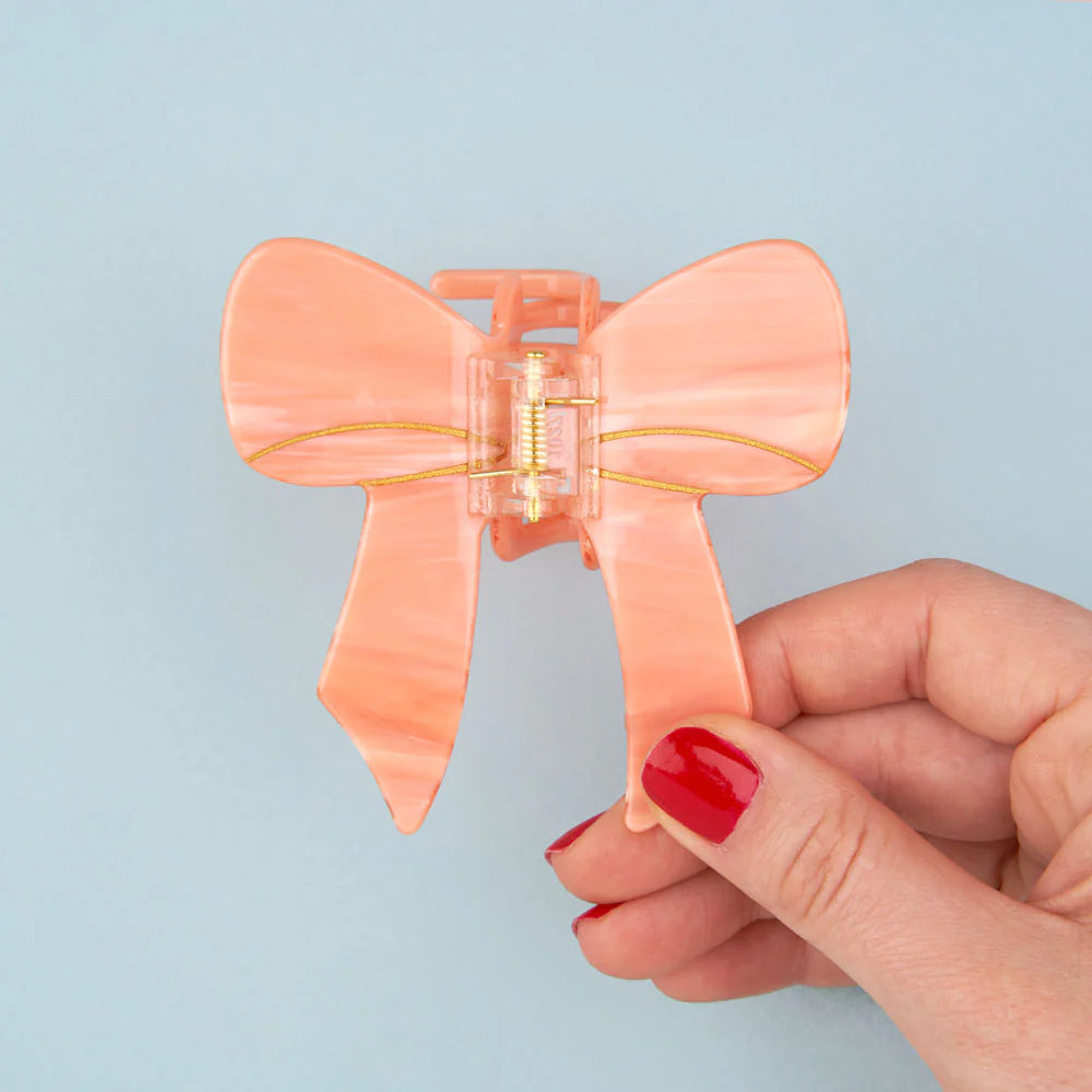 Pink Rose Bow Hair Claw