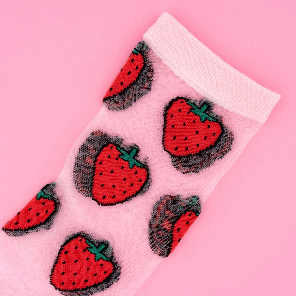 Sheer Strawberry Socks