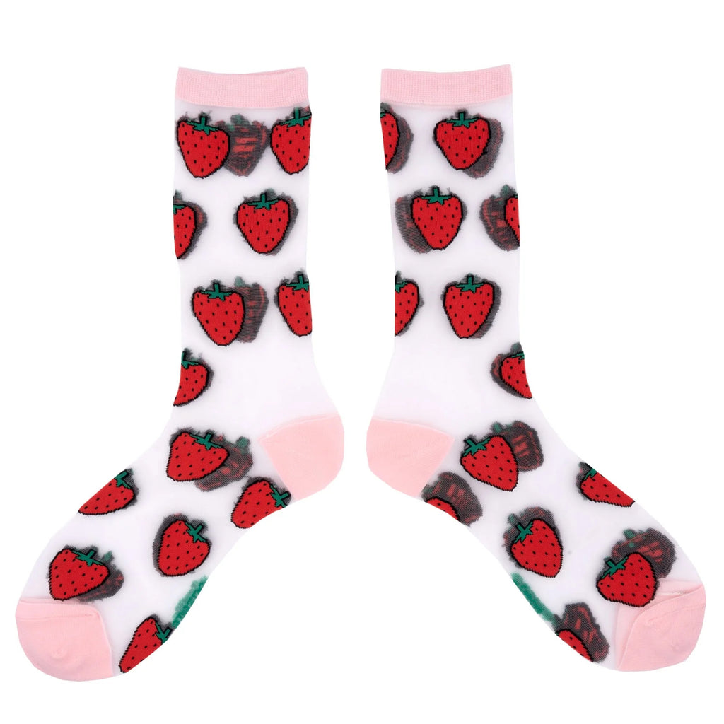 Sheer Strawberry Socks