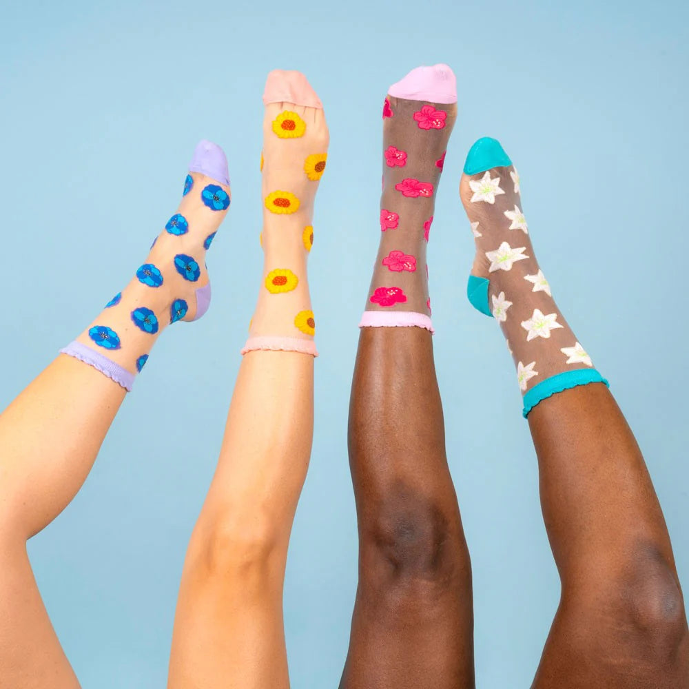 Sheer Hibiscus Socks