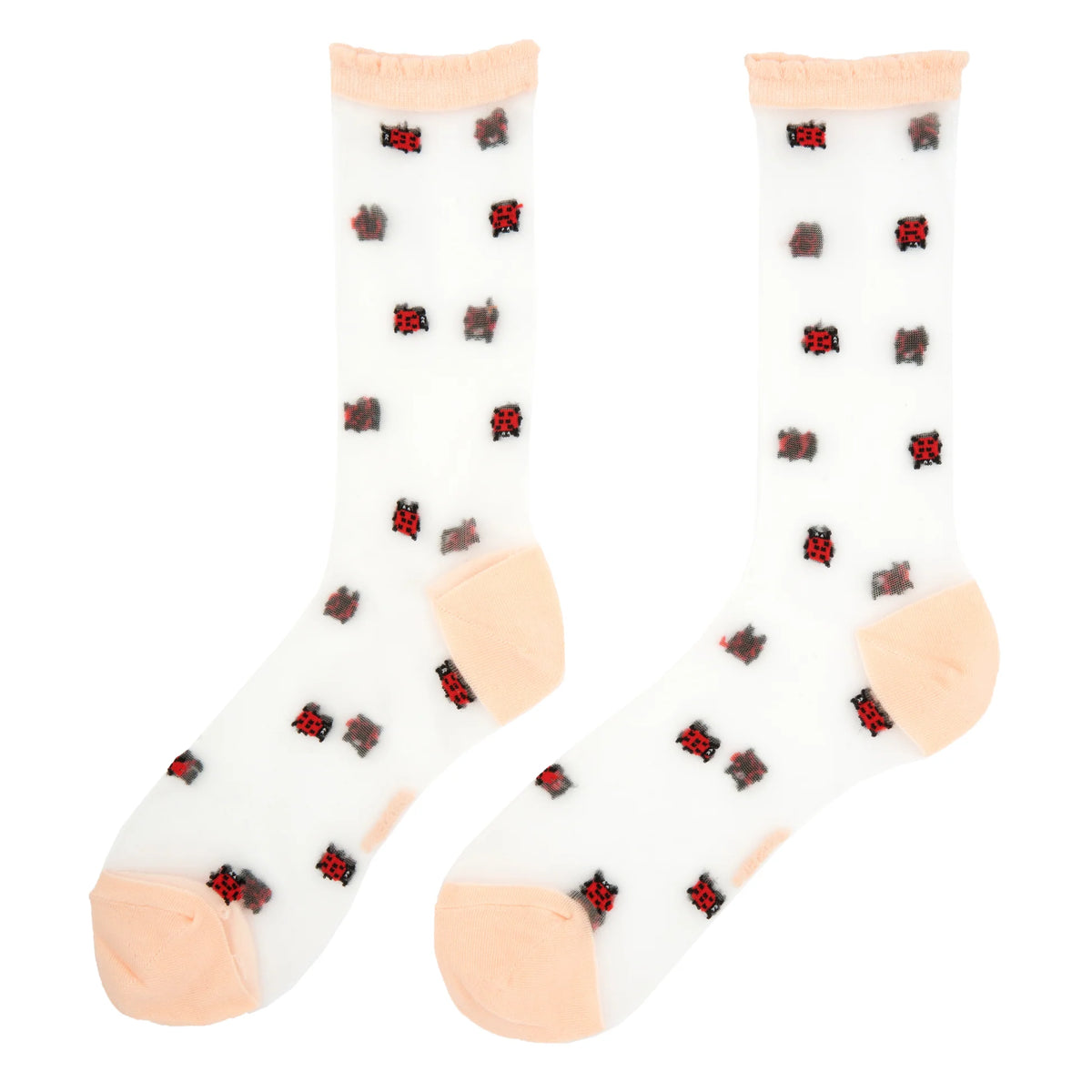Ladybug Sheer Socks