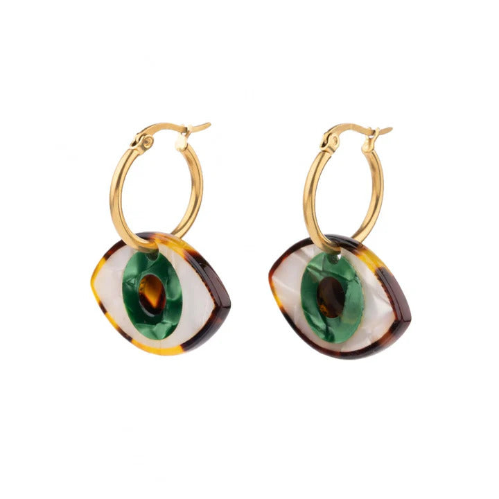 Green Eye Earrings