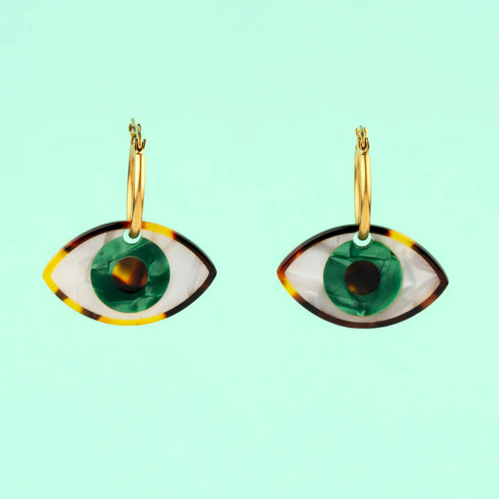 Green Eye Earrings