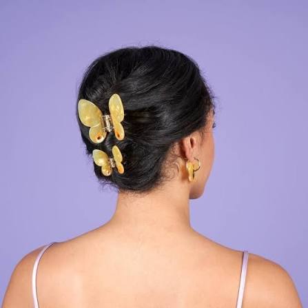 Yellow Butterfly Big Hair Claw